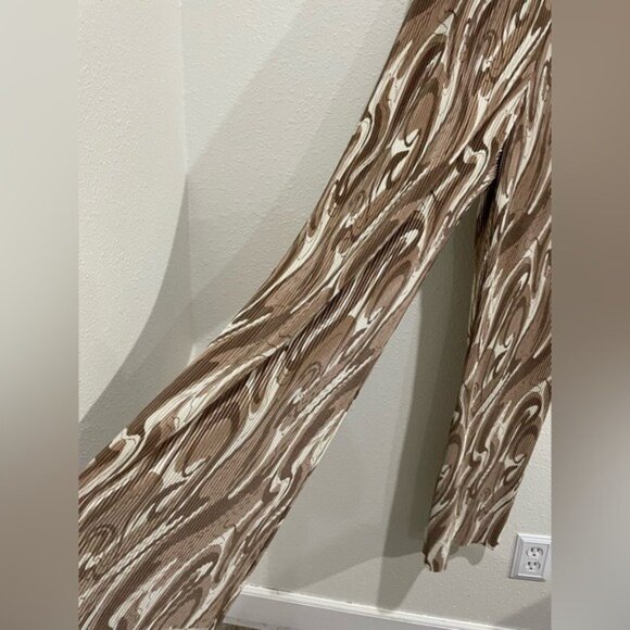 Anthropologie Boho Mod Swirl Pattern Set Feminine Front Tie Wide Leg Pleated - Picture 10 of 13